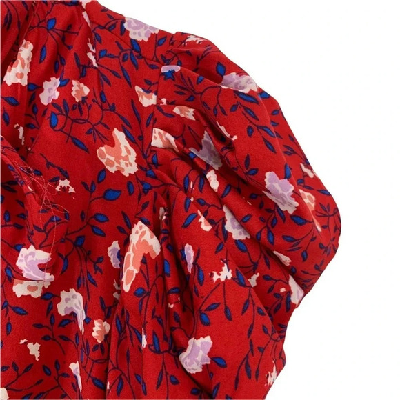 WALTER BAKER Kiara tie neck ruched floral-print crepe de chine mini dress 0 NWT - Picture 6 of 11